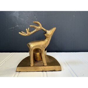 Vintage Brass Reindeer Candleholder